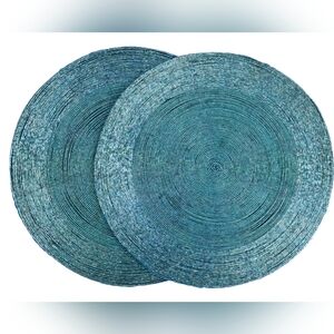 Khadajah Beaded Round Placemats In Aquamarine Set of 4